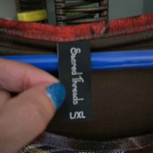 Sacred Threads flowing multi colored southwestern style top. NWOT - Picture 2 of 9